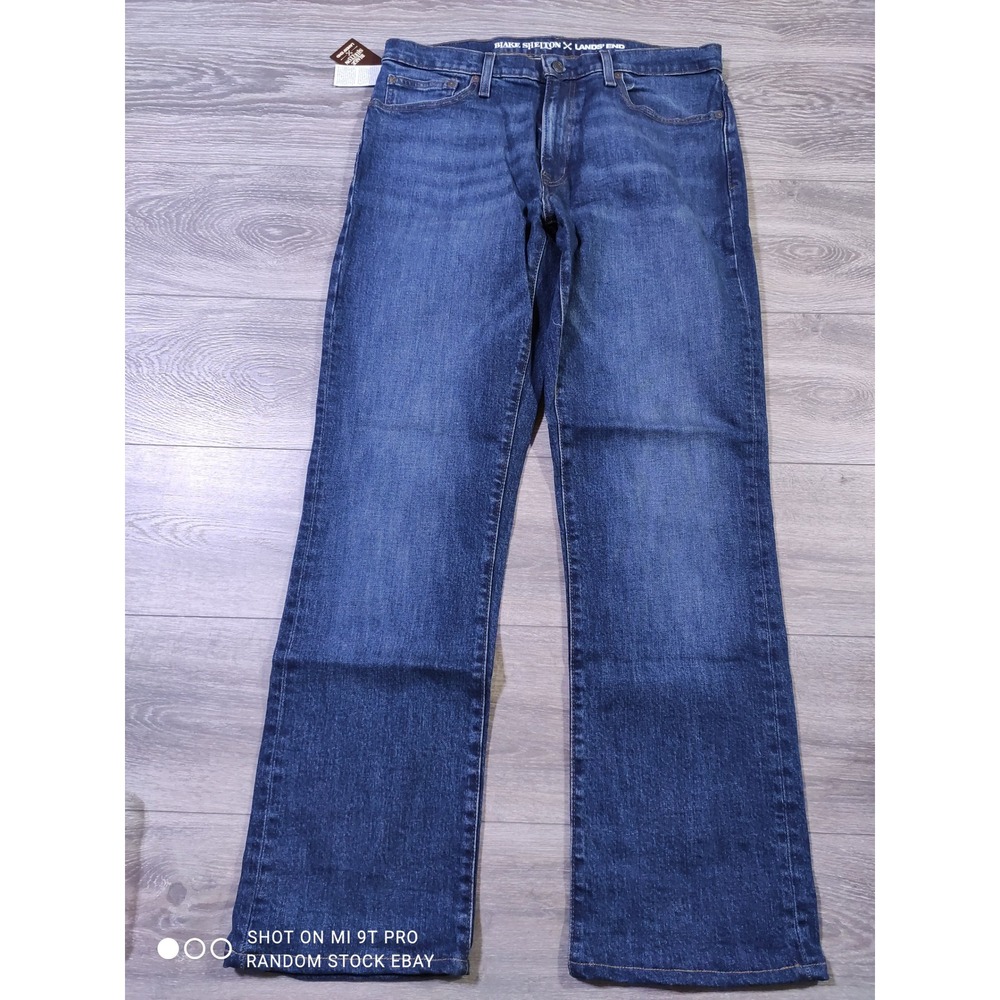 Lands' End Jeans Adult 33 x 32 Blue Blake Shelton Off Stage Fox River Wash Mens